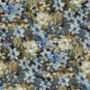 velvetstof Iving Blue stof met bloemen meubelstof gordijnstof decoratiestof