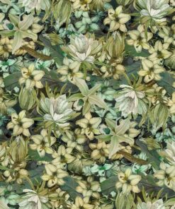 velvetstof Iving Green stof met bloemen meubelstof gordijnstof decoratiestof