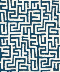 jacquardstof Maze Bleu meubelstof gordijnstof stof met doolhof