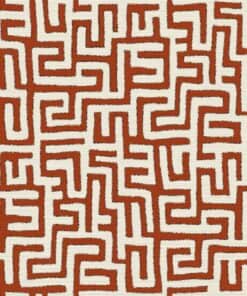 jacquardstof Maze Terracotta meubelstof gordijnstof stof met doolhof