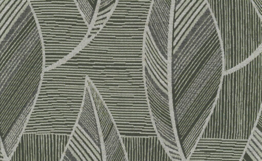 jacquardstof Plume Green stof met bladmotief meubelstof gordijnstof decoratiestof