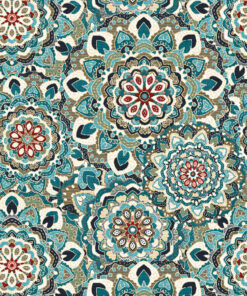 jacquardstof Splendid Blue stof met mandala decoratiestof gordijnstof meubelstof