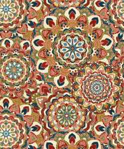 jacquardstof Splendid Red stof met mandala decoratiestof gordijnstof meubelstof